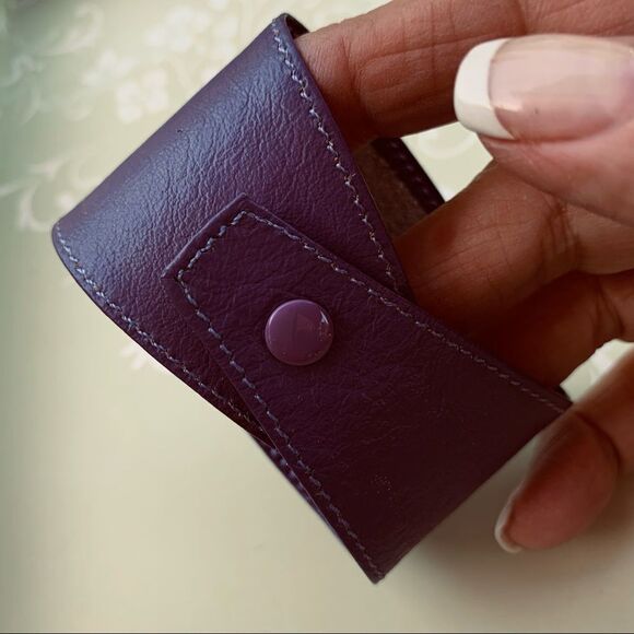 Vtg Purple 💯% Leather Cuff Adjustable Bracelet - Picture 1 of 5